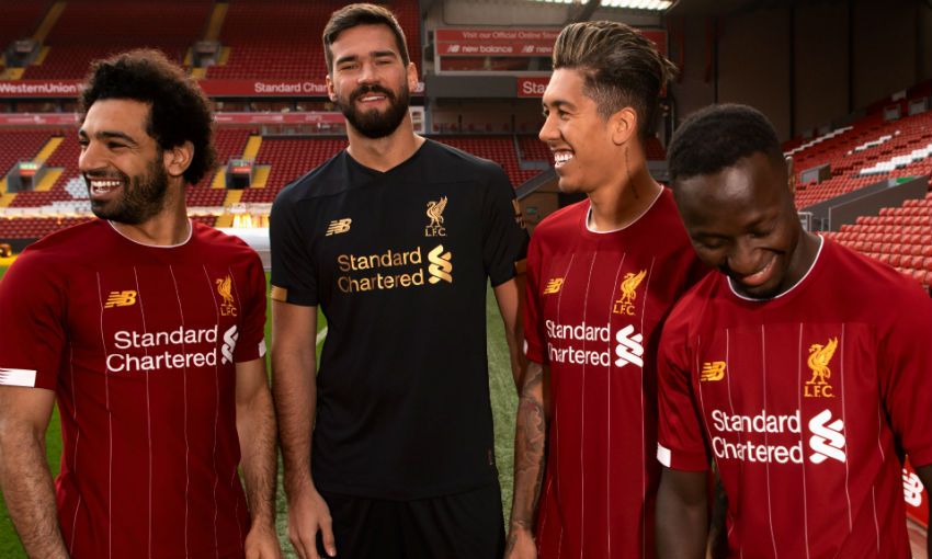 Salah, Alisson, Firmino and Mane model the new LFC kit