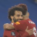 Salah celebrates with Firmino