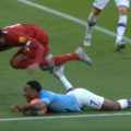 Raheem Sterling wins a penalty against Liverpool