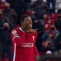 Wijnaldum celebrates in front of Virgil van Dijk