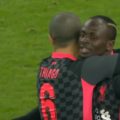 Sadio Mane and Thiago celebrate