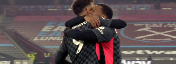 Firmino and Wijnaldum celebrate the third goal
