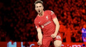 Diogo Jota celebrates his LFC goal v Atletico Madrid