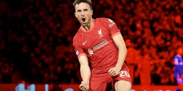 Diogo Jota celebrates his LFC goal v Atletico Madrid