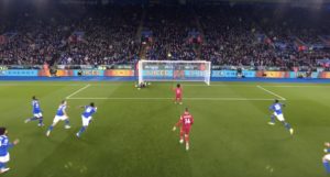Salah penalty saved by Schmeichel