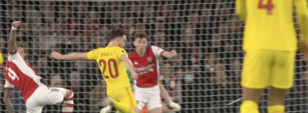 Diogo Jota scores against Arsenal in the League Cup semi-final