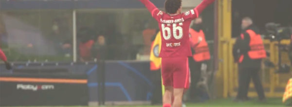 Trent celebrates in the San Siro against Internazionale
