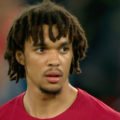 Trent sights his free kick that he scores against Rangers