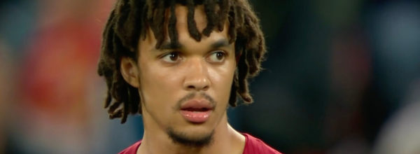 Trent sights his free kick that he scores against Rangers