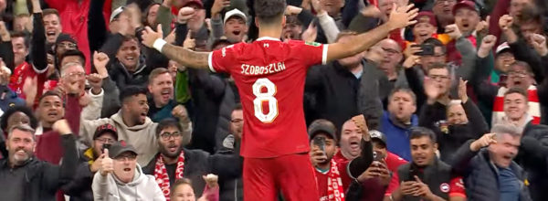 Dominik Szoboszlai scores a stunning strike against Leicester at Anfield