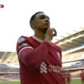 Trent Alexander-Arnold scores the equaliser against Man City
