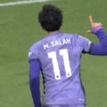 Salah celebrates after making it 3-0 v Brentford (4-1 away)